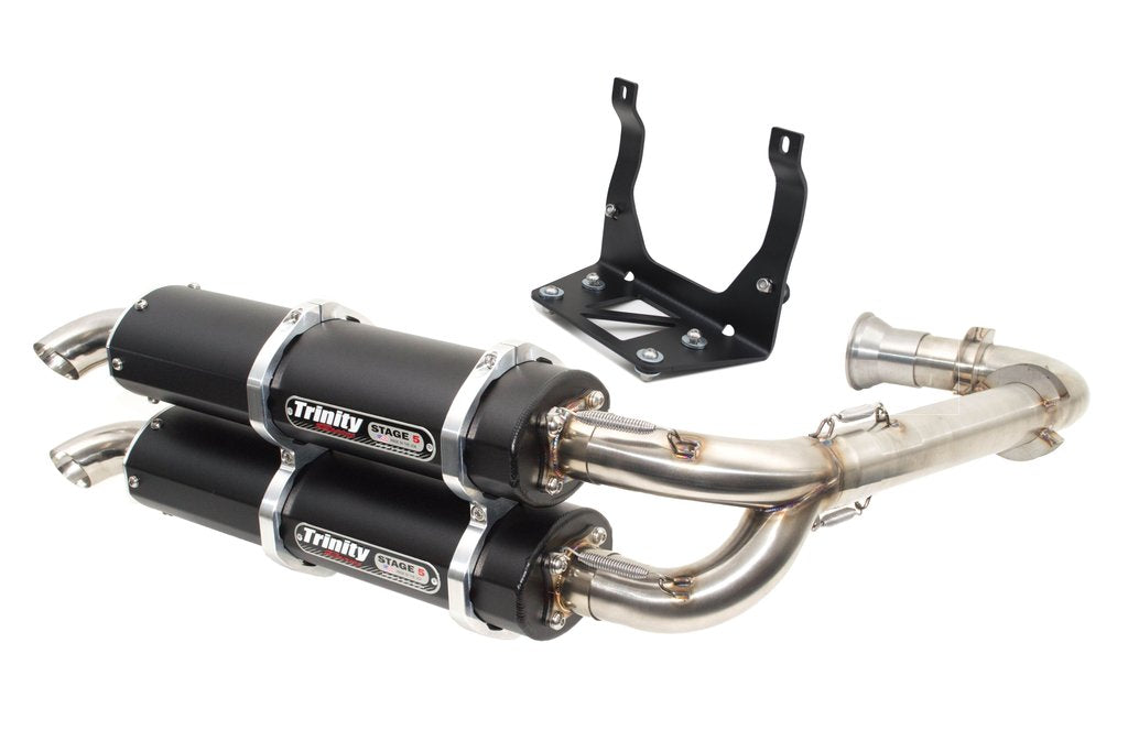 Trinity-CanamX3-Dual Full Exhaust-Black- black bracket