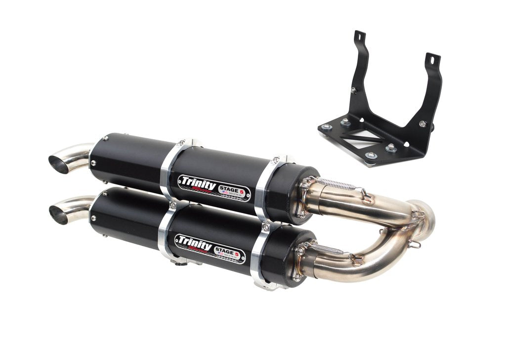 Trinity Slip On Exhaust- Canam Maverick X3-Black- black bracket